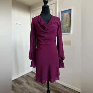 Amanda Uprichard Plum Cowl Neck Dress